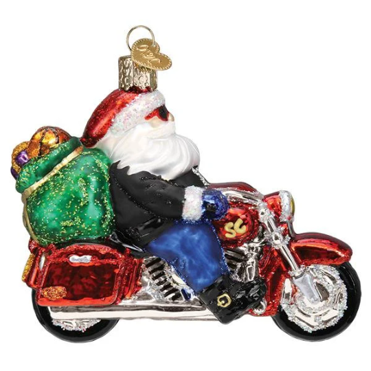 Biker Santa Old World Christmas Ornament