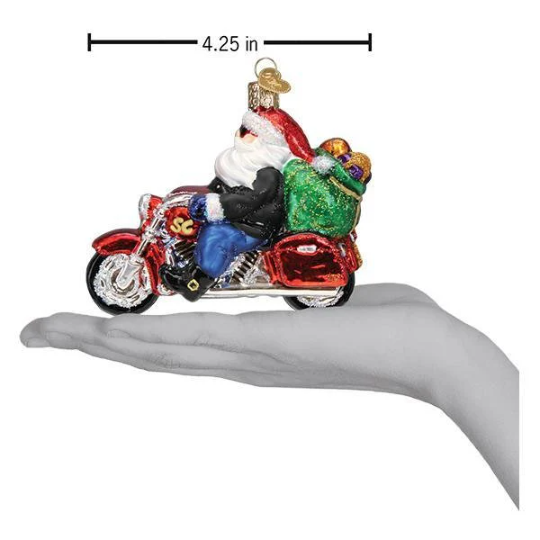 Biker Santa Old World Christmas Ornament