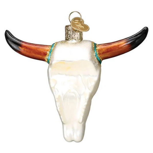 Southwestern Steer Skull Blown Glass Tree Ornament by Old World Christmas