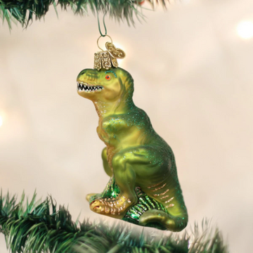 T-Rex Tyrannosaurus Dinosaur Blown Glass Tree Ornament by Old World Christmas