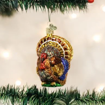 Tom Turkey Thanksgiving Dinner Glass Tree Ornament by Old World Christmas