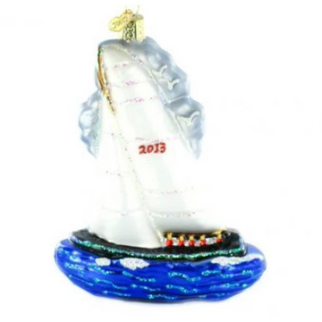2013 Sailing World Cup Commemorative Race Sailboat Glass Old World Christmas Ornament