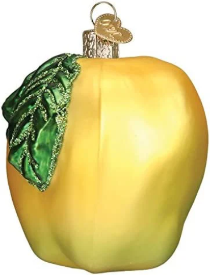 Yellow Apple - Blown Glass Tree Ornament by Old World Christmas - RETIRED