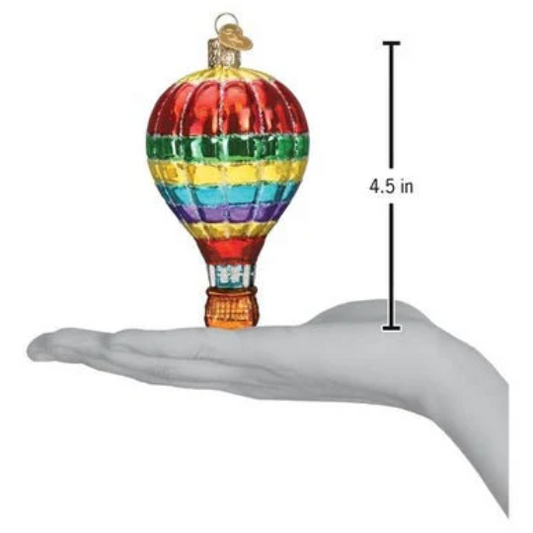 Vibrant Hot Air Balloon - Blown Glass Tree Ornament by Old World Christmas
