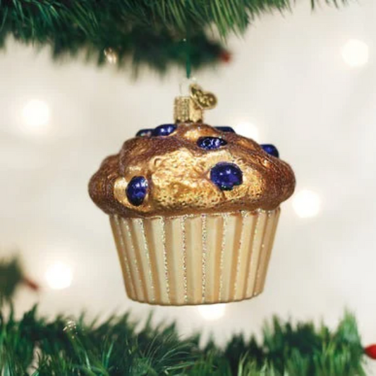 Blueberry Muffin Glass Old World Christmas Ornament
