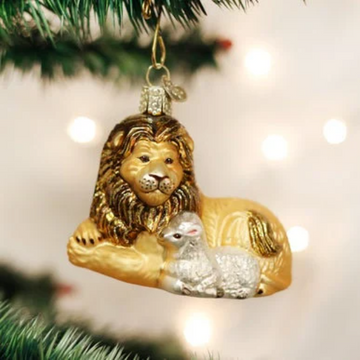 Lion and Lamb Blown Glass Tree Ornament by Old World Christmas