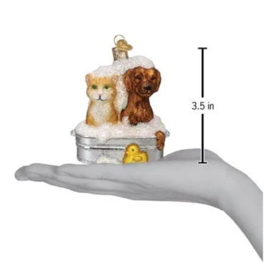 Bubble Buddies Cat and Dog Duo Old World Christmas Ornament