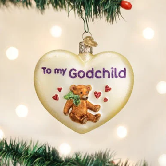 Godchild Heart Old World Christmas Glass Ornament