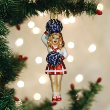 Cheerleader with Pom-poms Sports themed Blown Glass Tree Ornament by Old World Christmas