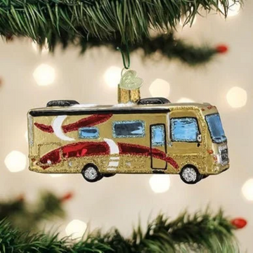 Class A Motorhome Blown Glass Glamping Tree Ornament by Old World Christmas