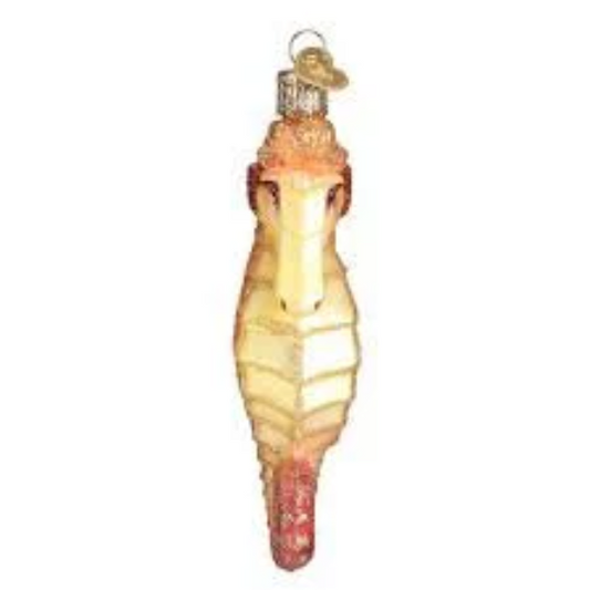 Orange Sea Horse Ocean-themed Blown Glass Tree Ornament by Old World Christmas