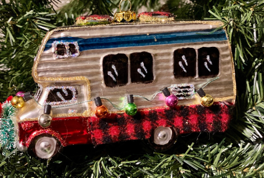 Motorhome Glass Christmas Ornament