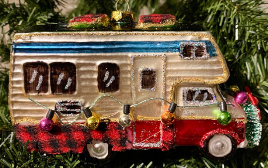Motorhome Glass Christmas Ornament