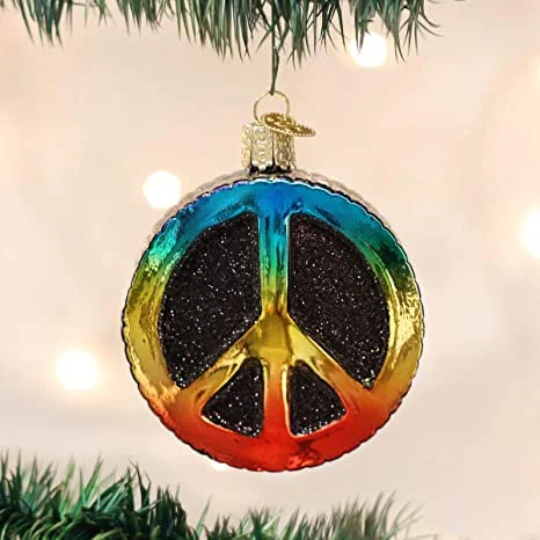 Peace Symbol Old World Christmas Glass Ornament