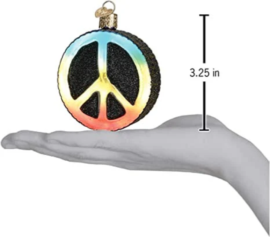 Peace Symbol Old World Christmas Glass Ornament