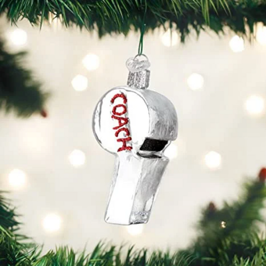 Coach's Whistle Glass Old World Christmas Ornament