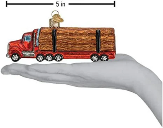 Red Logging Truck Old World Christmas Ornament