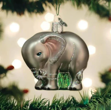Baby Elephant Blown Glass Tree Ornament by Old World Christmas