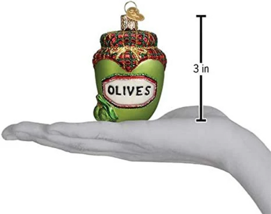 Jar Of Olives - Blown Glass Tree Ornament by Old World Christmas