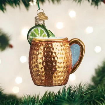 Moscow Mule Copper Mug Ornament - Hand Painted Blown Glass by Old World Christmas