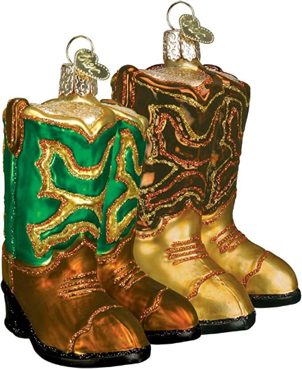 Brown Cowboy Boots Old World Christmas Ornament