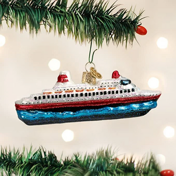 Cruise Ship Blown Glass Tree Ornament by Old World Christmas