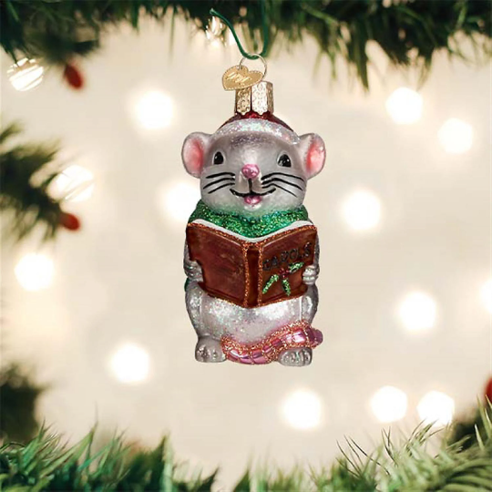 Caroling Mouse Old World Christmas Ornament