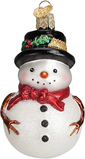 Red Bow Hat Snowman Old World Christmas Ornament