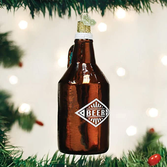 Beer Growler - Blown Glass Tree Ornament by Old World Christmas - RETIRED