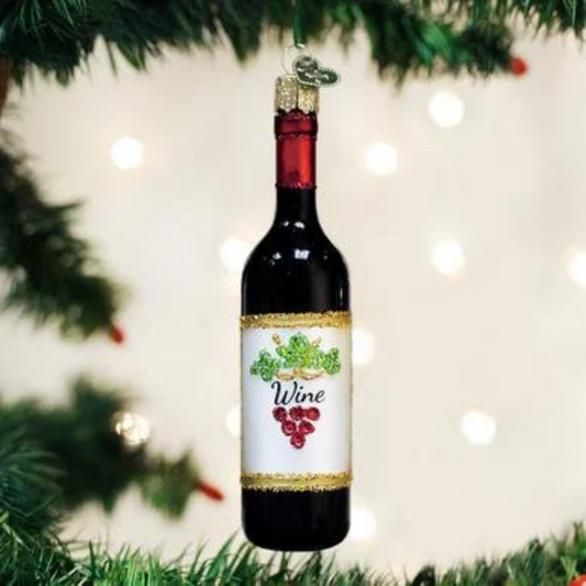 Red Wine Bottle Old World Christmas Ornament