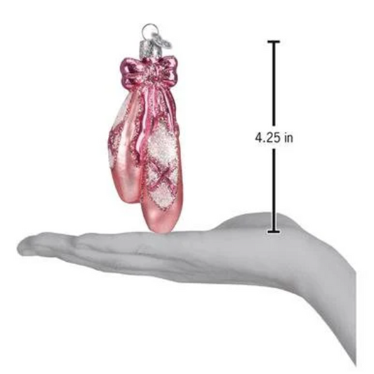 Ballet Slippers Pink Toe Shoe Blown Glass Tree Ornament by Old World Christmas