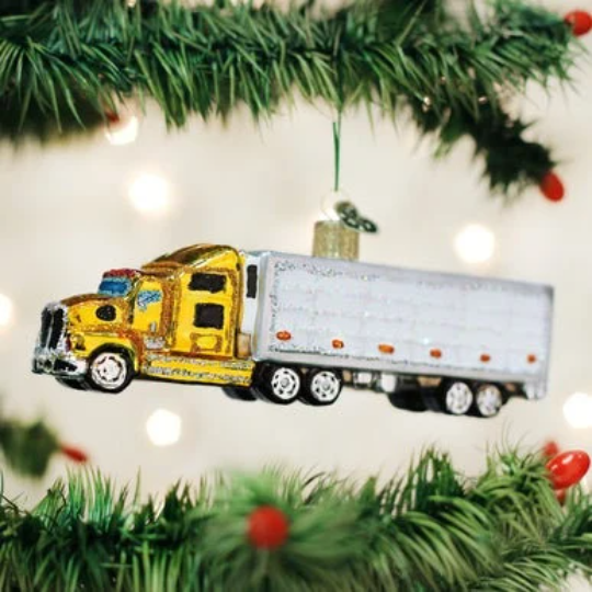 Semi truck Old World Christmas Ornament