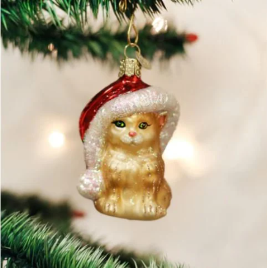 Santa's Kitten Old World Christmas Ornament