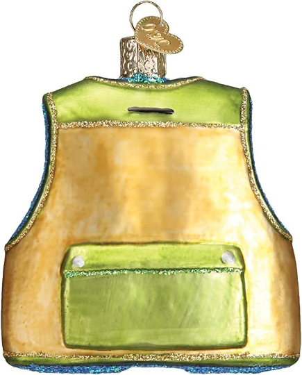 Fishing Vest Fly Fishing Old World Christmas Ornament