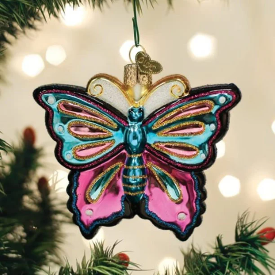 Fanciful Butterfly Blown Glass Tree Ornament by Old World Christmas
