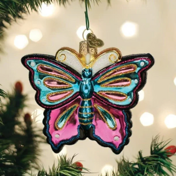 Fanciful Butterfly Blown Glass Tree Ornament by Old World Christmas