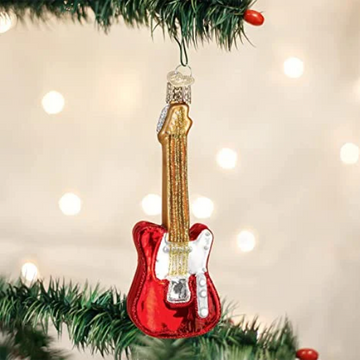Red Electric Guitar Old World Christmas Ornament