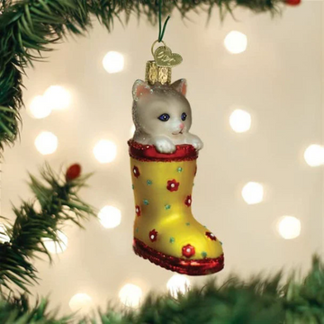 Kitten In Rain boot Old World Christmas Ornament