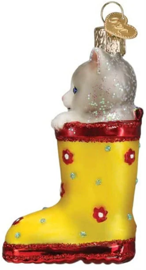 Kitten In Rain boot Old World Christmas Ornament