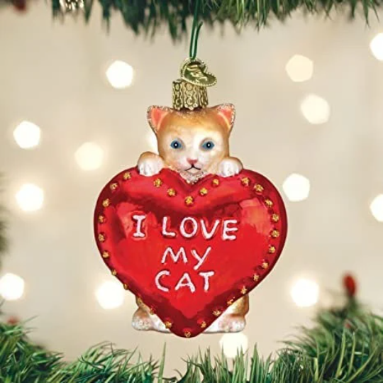 I Love My Cat Old World Christmas Ornament