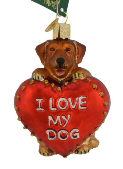 I Love My Dog Old World Christmas Ornament