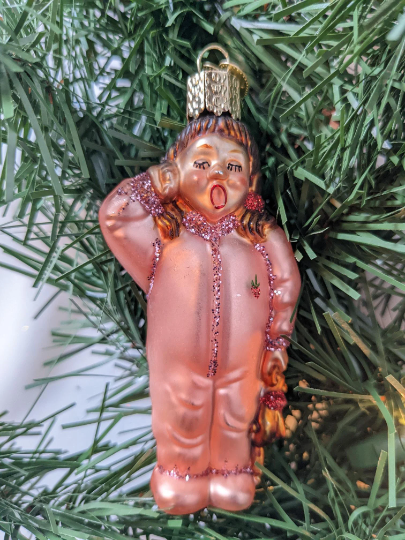 Sleep Head Yawning Girl Old World Christmas Ornament