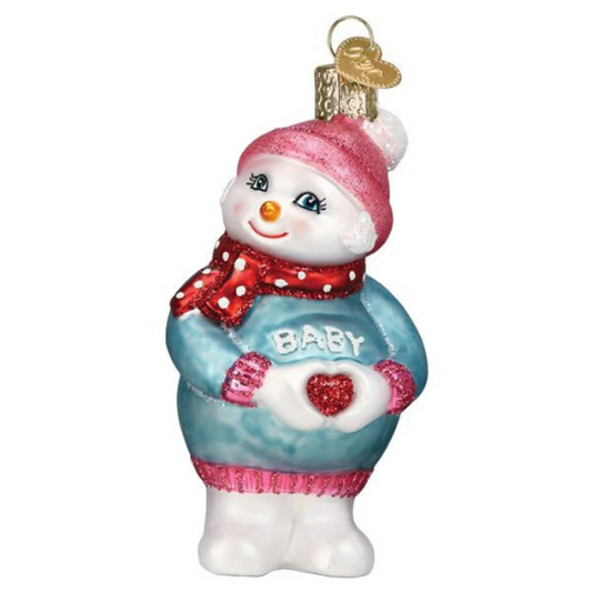 Pregnant Snow Lady Old World Christmas Ornament