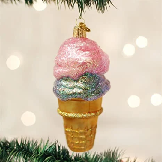 Ice Cream Cone Old World Christmas Ornament