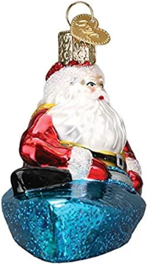 Santa in Kayak Old World Christmas ornament