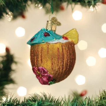 Tropical Coconut Drink Old World Christmas Ornament