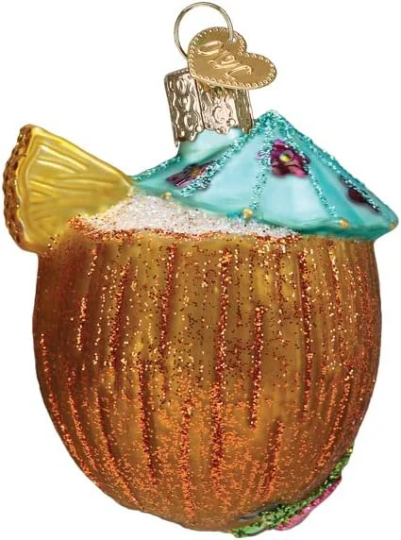 Tropical Coconut Drink Old World Christmas Ornament
