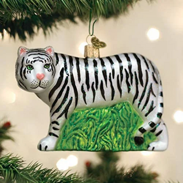 White Tiger Old World Christmas Ornament