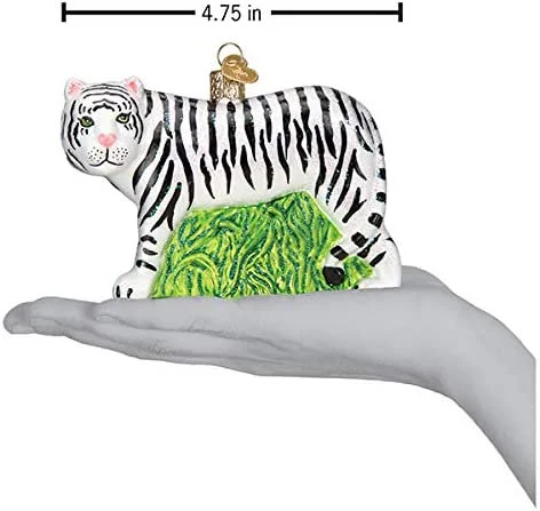 White Tiger Old World Christmas Ornament