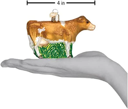 Brown Dairy Cow Old World Christmas Ornament